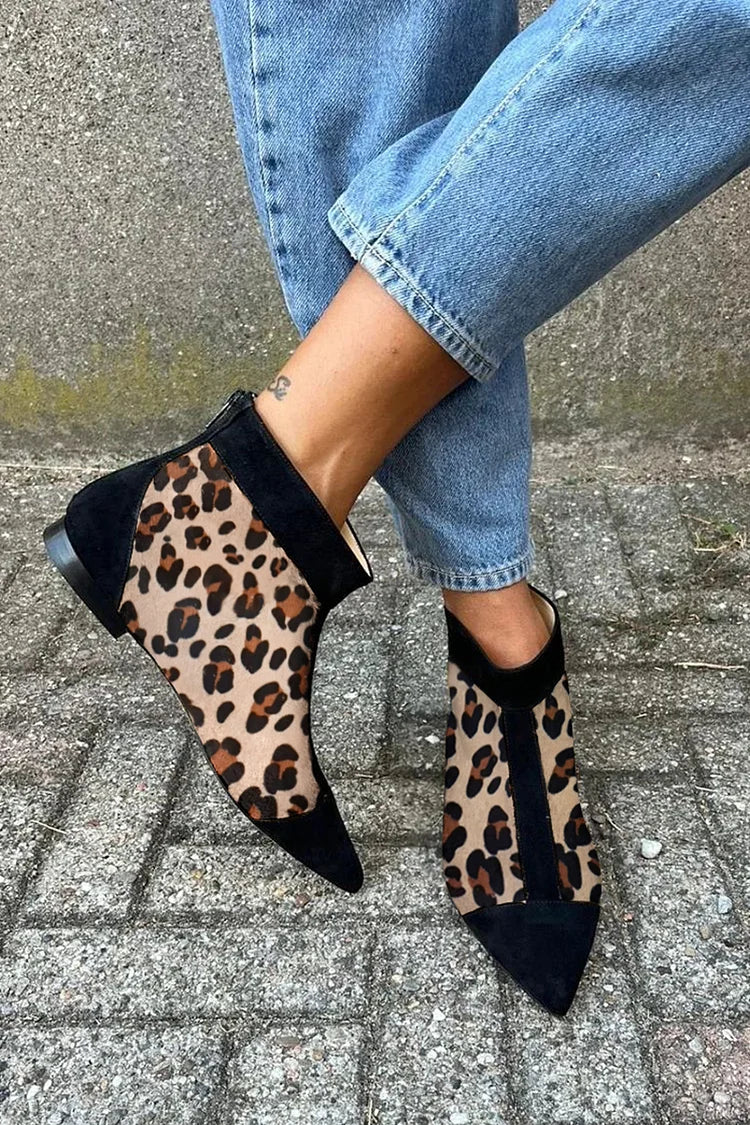 Lily | Leopard Print Ankle Boot With Pointed Toe