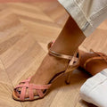 Serena | Strappy Peach Mid Heels