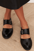 Angela | Black Buckle Loafers