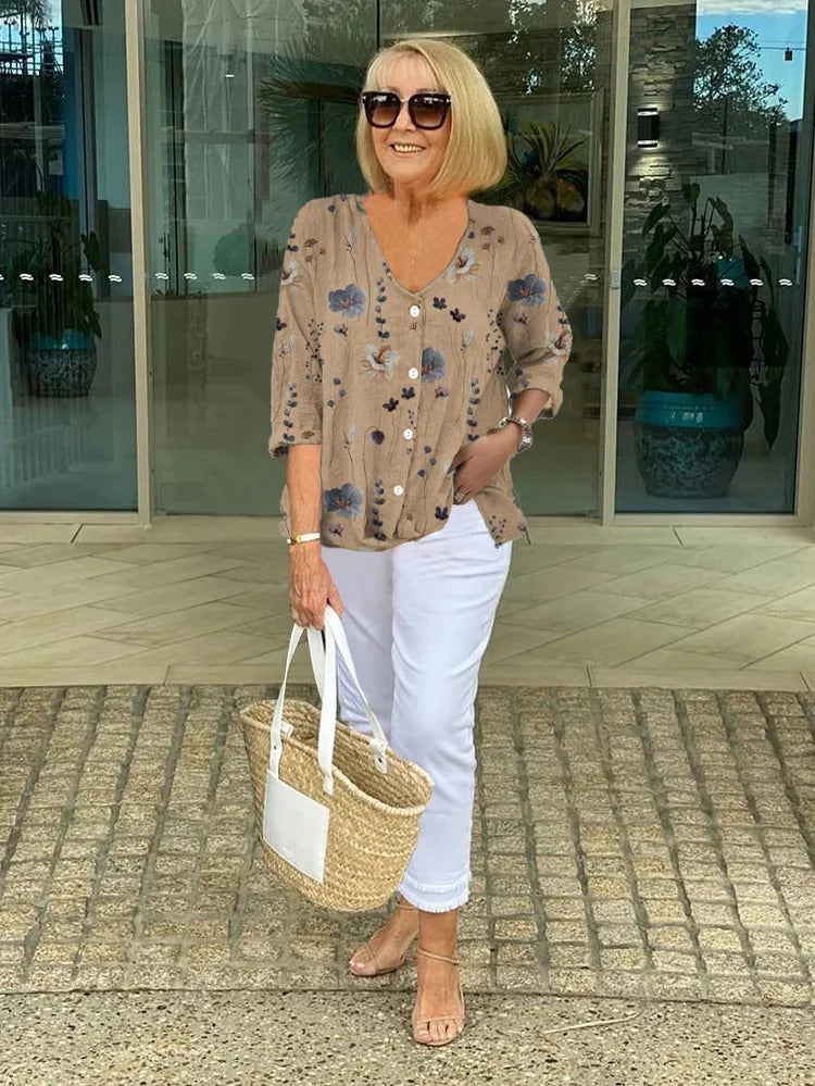 Mcnealy Fashion NY | Printed Button Tunic Top