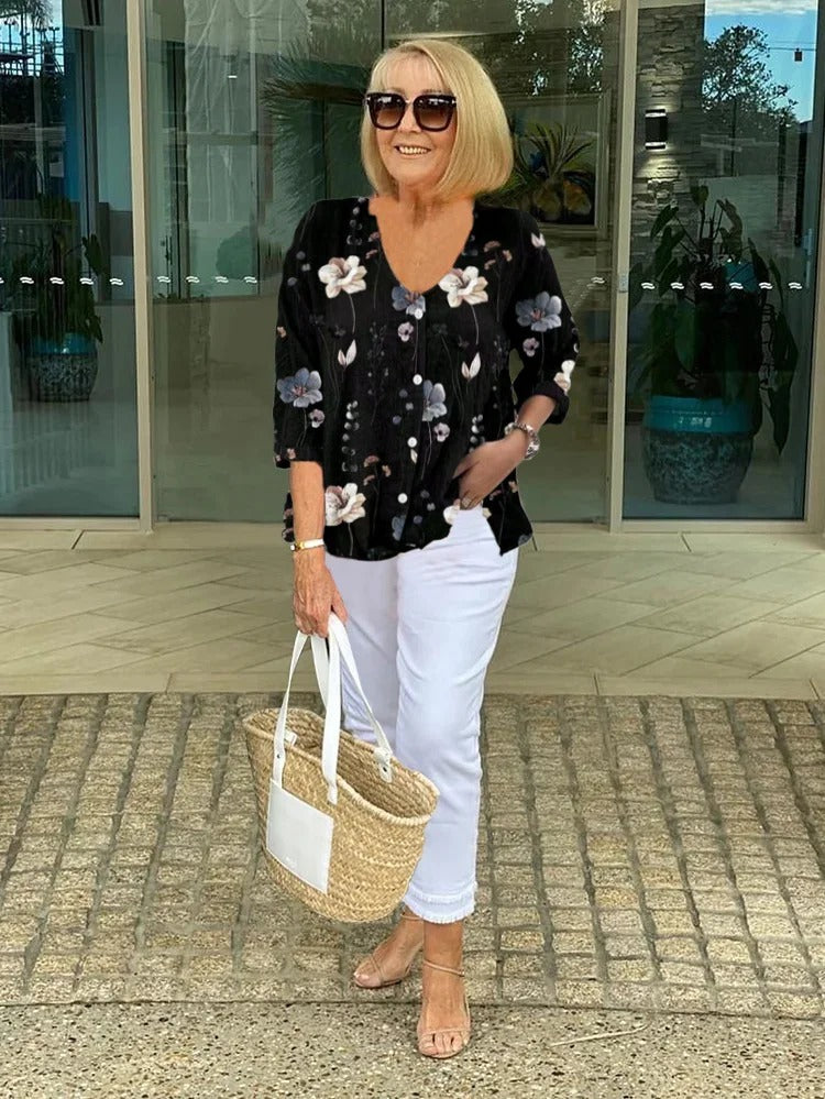 Mcnealy Fashion NY | Printed Button Tunic Top