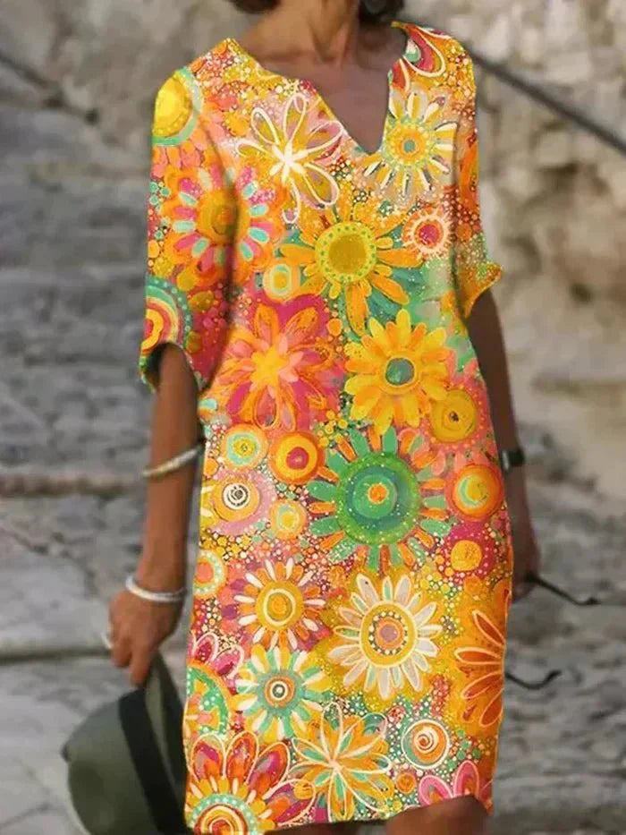 Mcnealy Fashion NY | Vibrant Floral Midi Dress