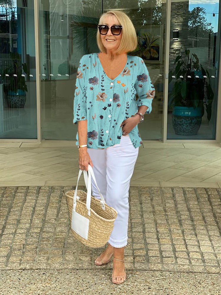 Mcnealy Fashion NY | Printed Button Tunic Top