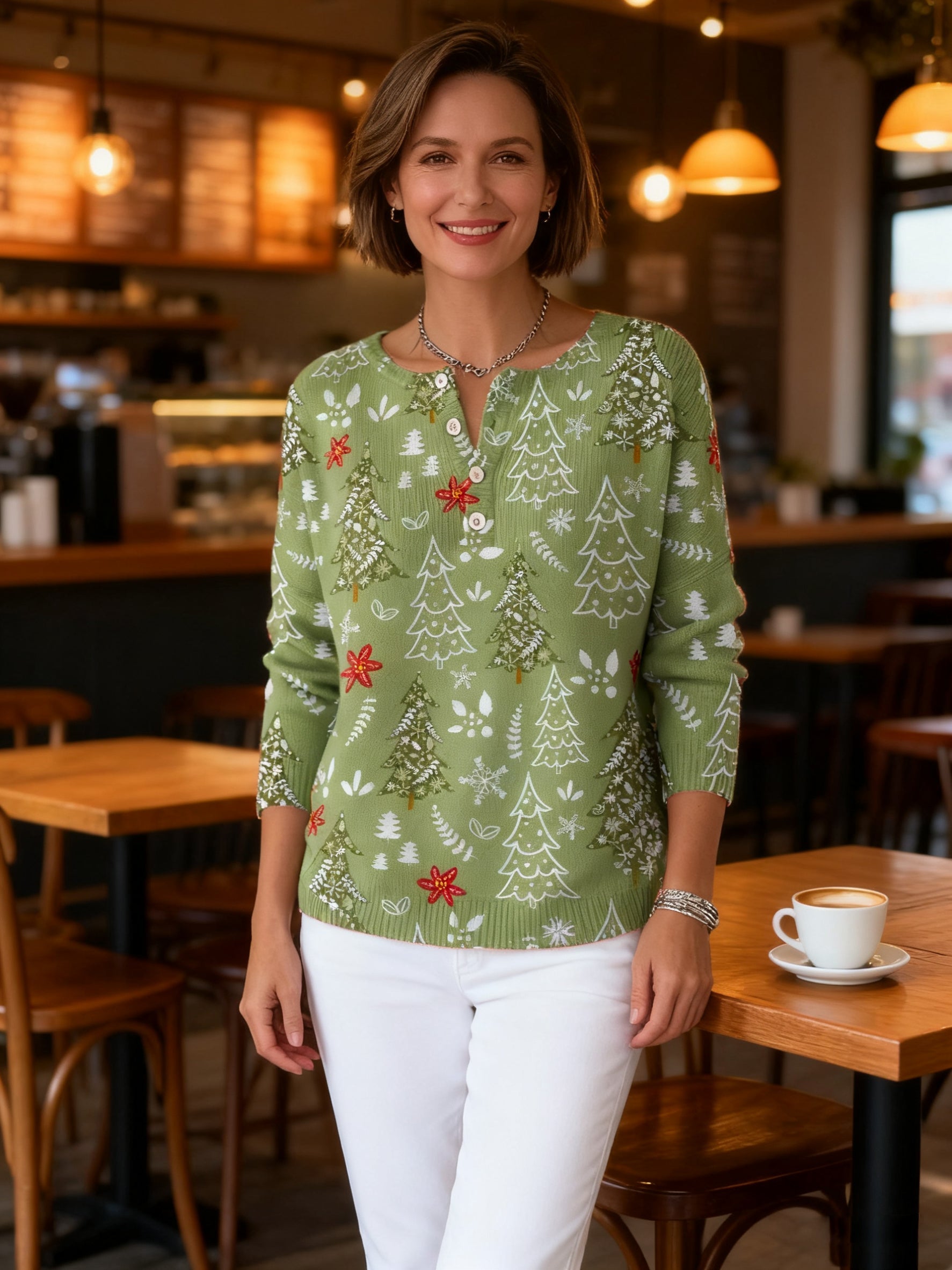 Abby | Festive Button-Up Christmas Sweater