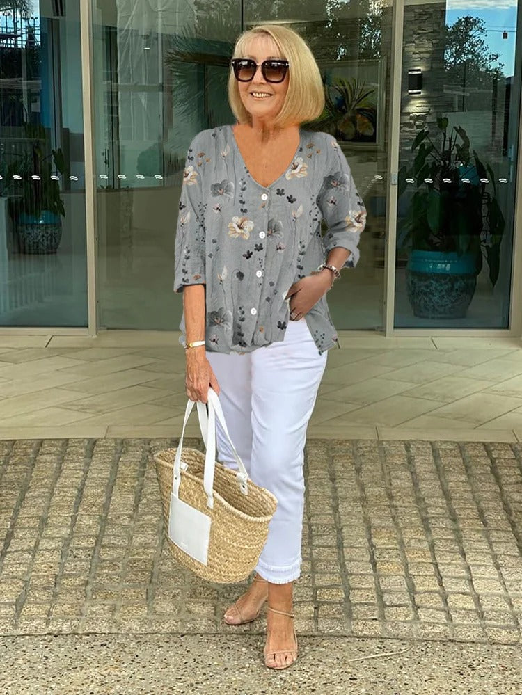 Mcnealy Fashion NY | Printed Button Tunic Top