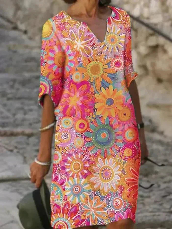 Mcnealy Fashion NY | Vibrant Floral Midi Dress