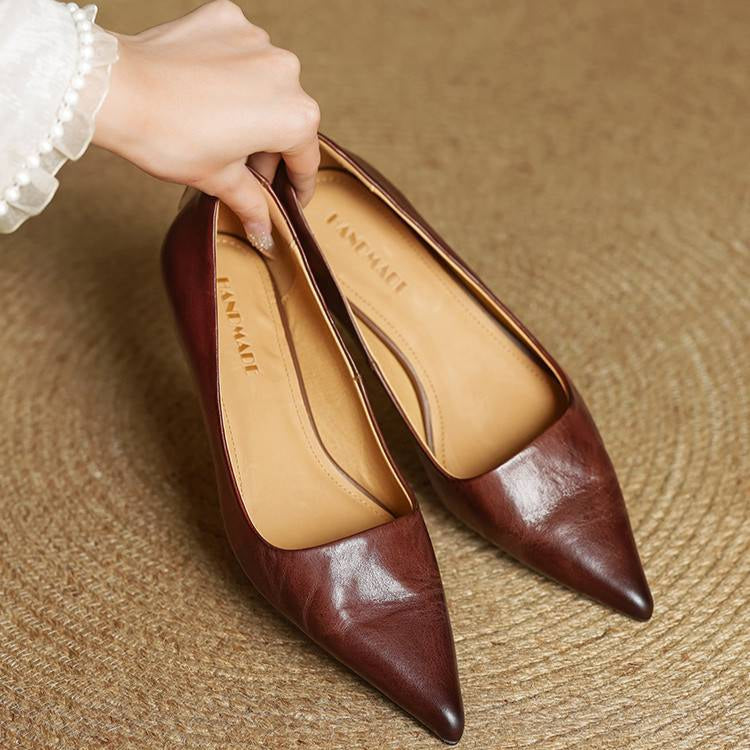 Jessica | Elegant Pointed Toe Leather Heels