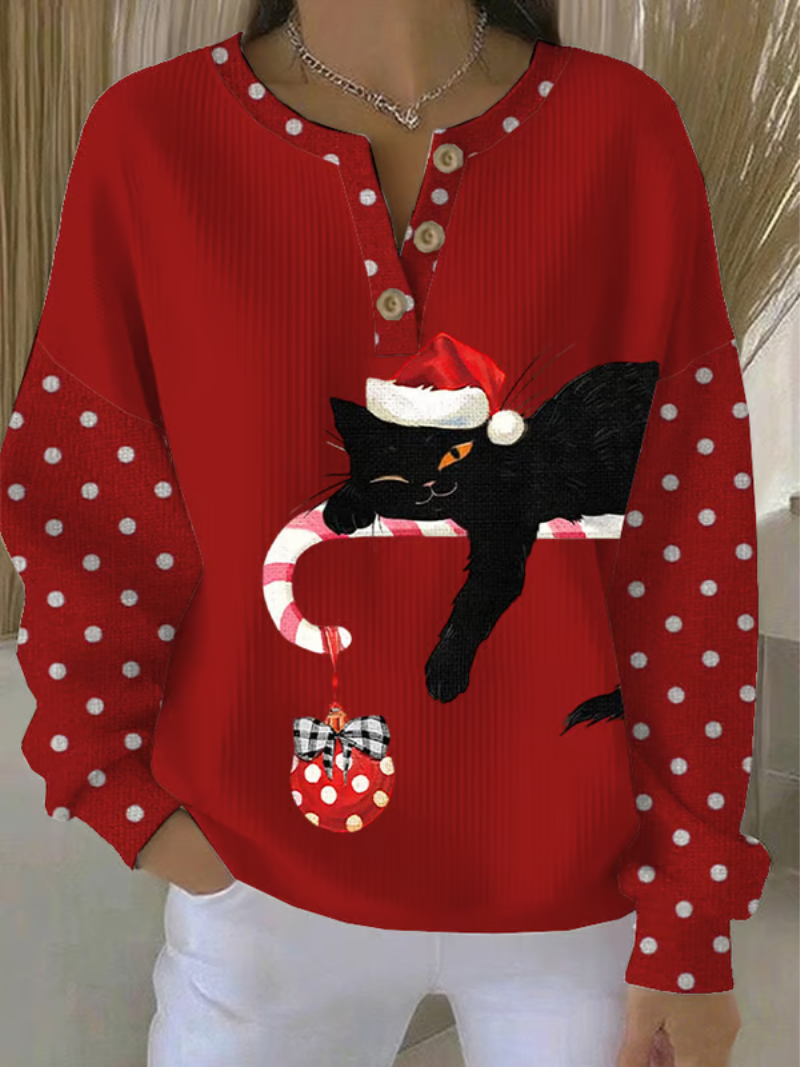 Mcnealy Fashion NY | Festive Cat Christmas Sweater
