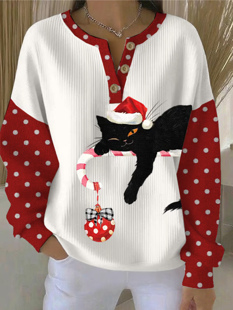Mcnealy Fashion NY | Festive Cat Christmas Sweater