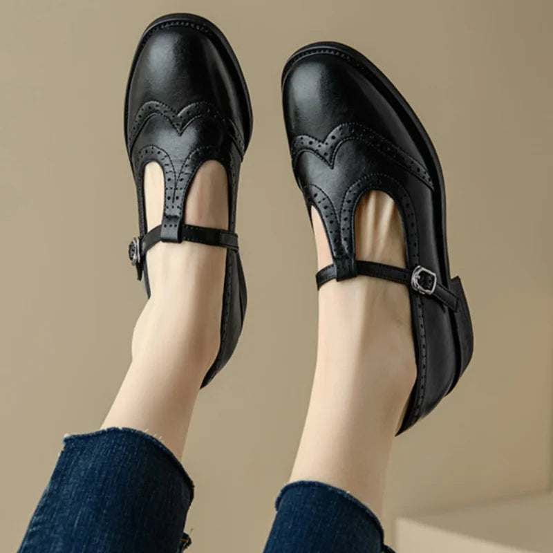 Mcnealy Fashion NY | Sleek Polished T-Strap Mary Jane Shoes