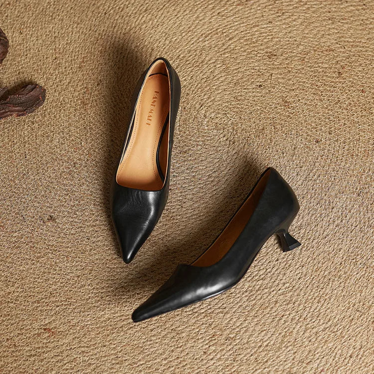 Jessica | Elegant Pointed Toe Leather Heels