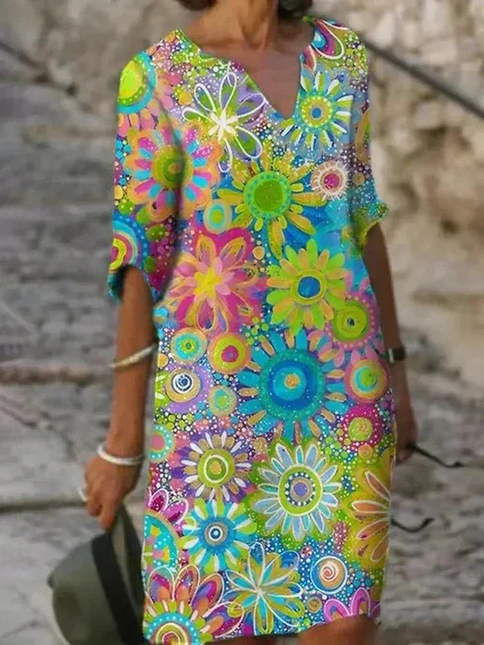 Mcnealy Fashion NY | Vibrant Floral Midi Dress