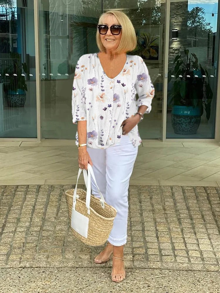 Mcnealy Fashion NY | Printed Button Tunic Top