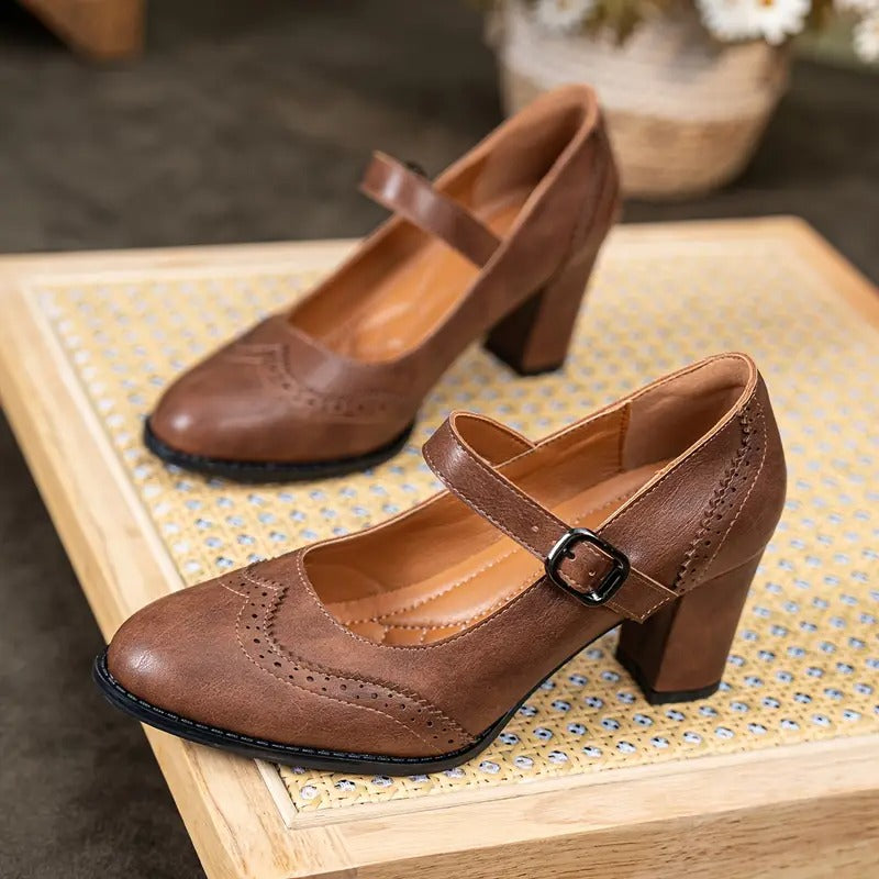 Carol | Elegant High-Heeled Leather Shoes with Stylish Buckle