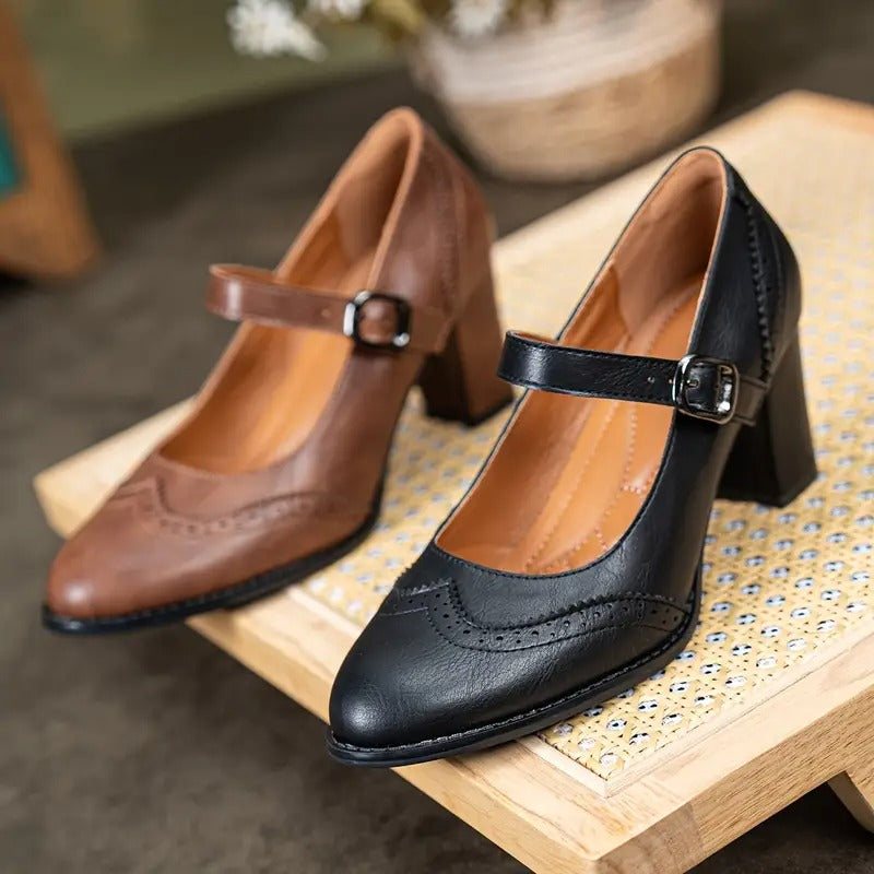Carol | Elegant High-Heeled Leather Shoes with Stylish Buckle