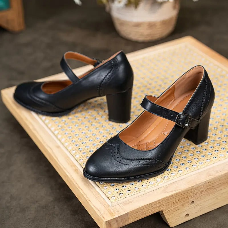 Carol | Elegant High-Heeled Leather Shoes with Stylish Buckle